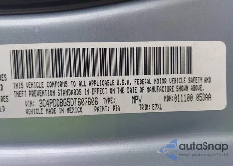 2013 Dodge Journey Sxt из США, поврежденный, VIN 3C4PDDBG5DT607606